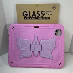 iPad Pro 11 2024 Pink Unicorn Tablet Case Tempered Glass Protector And Strap